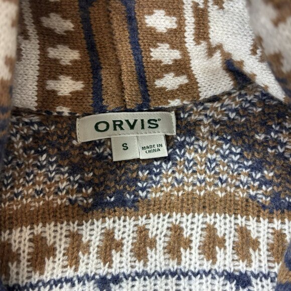 Women’s Orvis Wool Blend Tribal Aztec Open Front Cardigan Sweater Western Small - Picture 4 of 6